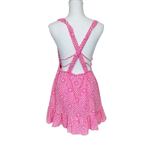 Hansel Printed Strappy-Back Mini Dress in Pink Size Medium - Picture 8 of 12